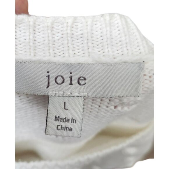 JOIE Size L CAMREN TEXTURED DOT SHORT SLEEVE PULLOVER BLOUSE PORCELAIN - Picture 6 of 10